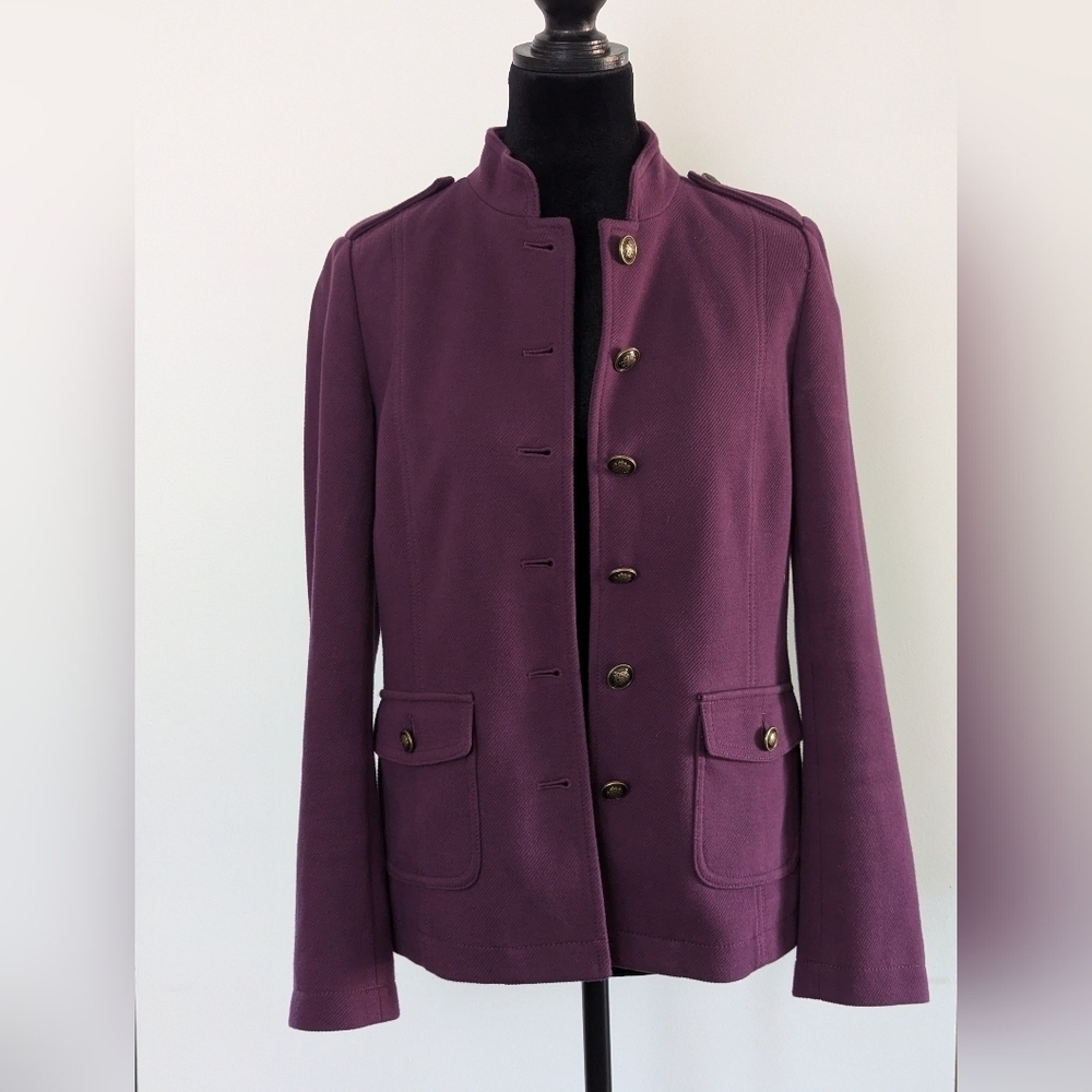 Talbots Purple Jacket military style size 4 - Picture 2 of 11